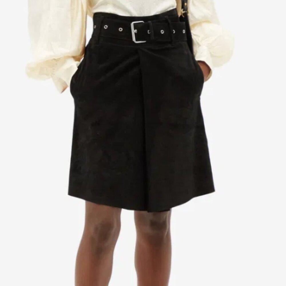Isabel Marant Clova Belted Suede Skirt w Pockets Size 34 MSRP $1,465